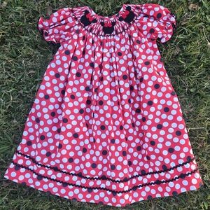 Minnie Mouse Classic Whimsy Toddler Girls Smocked Dress Disney Size 2T